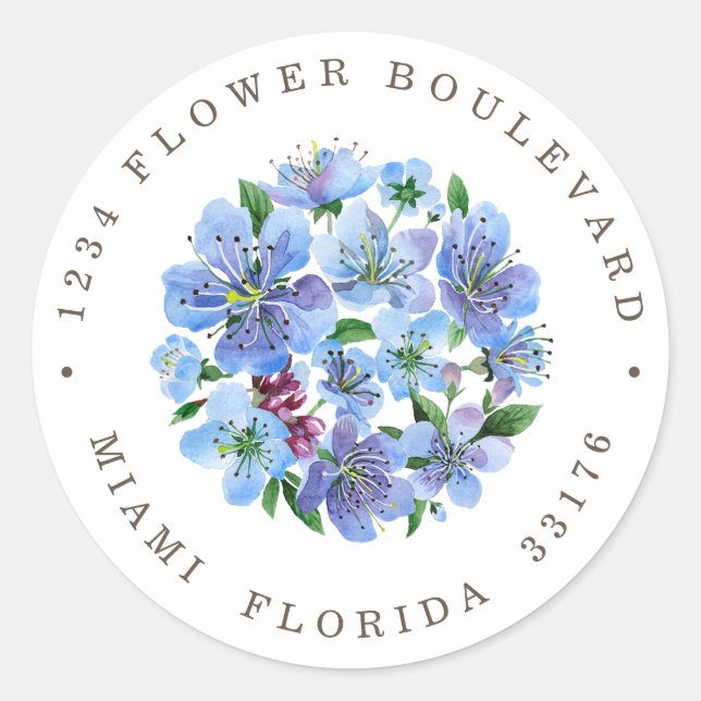 Sticker Rond Cherry Blossom Bouquet Botanique Adresse de retour (Devant)