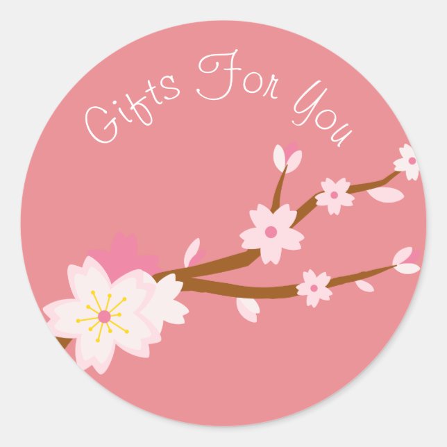 Sticker Rond Cherry Blossom design Cadeau marque d'entreprise (Devant)