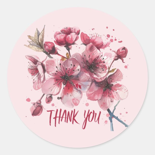 Sticker Rond Cherry blossoms. Thank You.  (Devant)