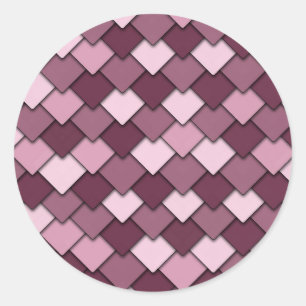 Sticker Rond Cherry Carré rose et Motif diamant