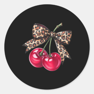Sticker Rond Cherry Coquette esthétique Avec T-shirt Leopard Bo