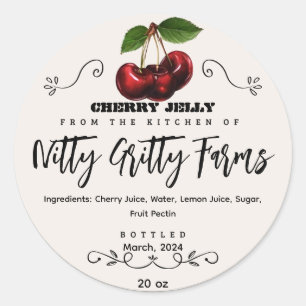 Sticker Rond Cherry Jam Jelly préserver Custom Canning Étiquett