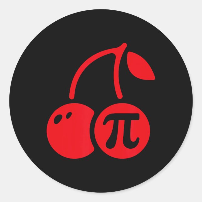 Sticker Rond Cherry Pi Day Funny Math Nerd Pie Enseignant 3.14 (Devant)
