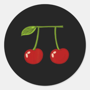 Sticker Rond Cherry Pi Funky Pi Day Cherry Pie Pun Cherry Pi