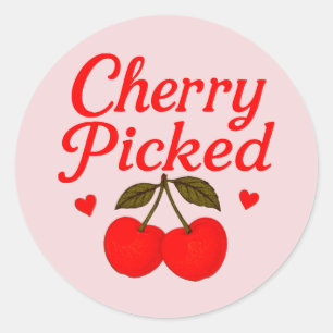 Sticker Rond Cherry Pictures Coeurs Romantique Cottagecore