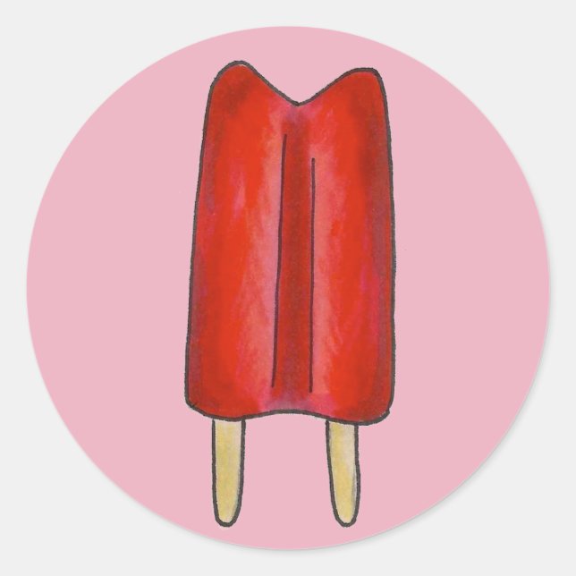 Sticker Rond Cherry Red Twin Pop Popsicle Ice Lolly Popsicles (Devant)