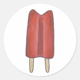 Sticker Rond Cherry Red Twin Pop Popsicles Popsicle Ice Lolly