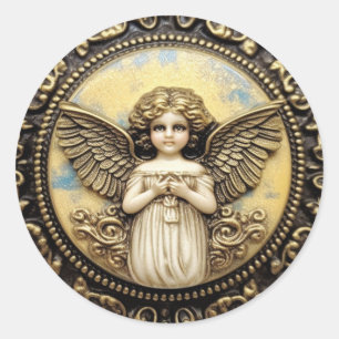 Sticker Rond Cherub Angel prie
