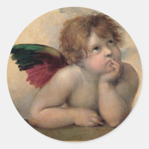 Sticker Rond Cherub de Sistine Madonna par Raphael