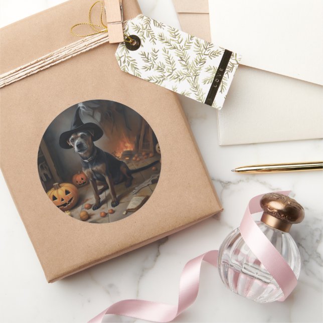 Sticker Rond Chesapeake Bay Terrier Citrouille Halloween effray (Cadeaux)