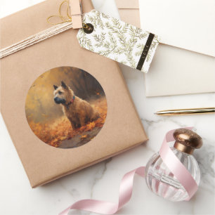 Sticker Rond Chesapeake Bay Terrier en congé d'automne