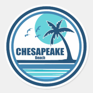 Sticker Rond Chesapeake Beach Maryland Palm Tree Birds