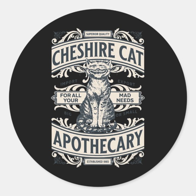 Sticker Rond Cheshire Cat - Alice Au Pays Des Merveilles Livre  (Devant)