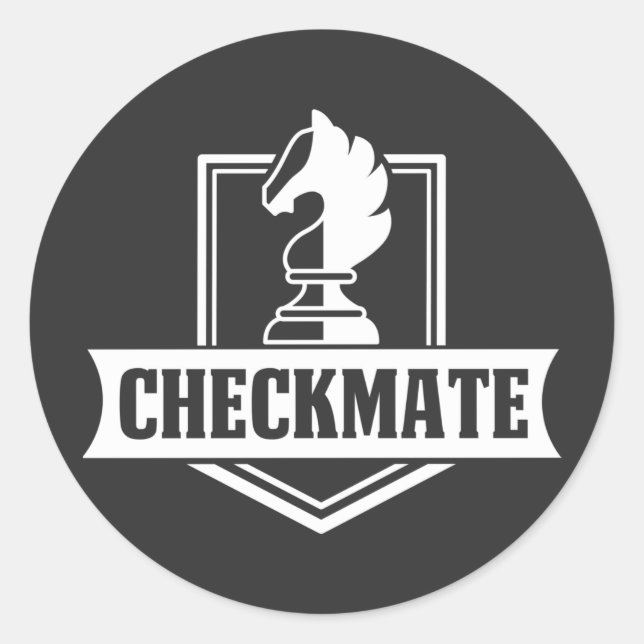 Sticker Rond Chess Club Checkmate Chess Move (Devant)
