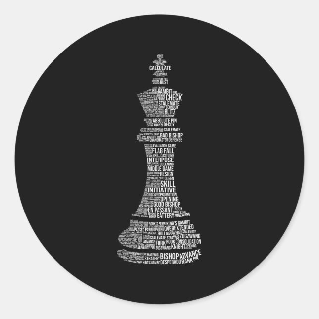 Sticker Rond Chess Words Chess Club Joueur d'échecs (Devant)
