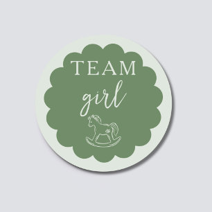 Sticker Rond Cheval à Bascule Équipe Verte Fille Révélation du