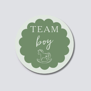 Sticker Rond Cheval à Bascule Sage Vert Équipe Garçon Révélatio