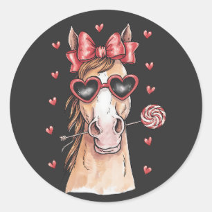 Sticker Rond Cheval Adorable Profitez de Lollipop Valentine
