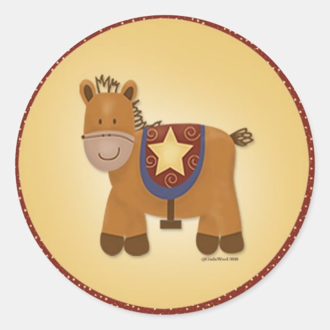 Sticker Rond Cheval animal farci de bébé (Devant)