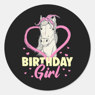 Sticker Rond Cheval Anniversaire Fille Cheval Fille Anniversair