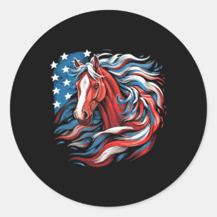 Sticker Rond Cheval Avec Drapeau Usa Équitation Équitation Éque