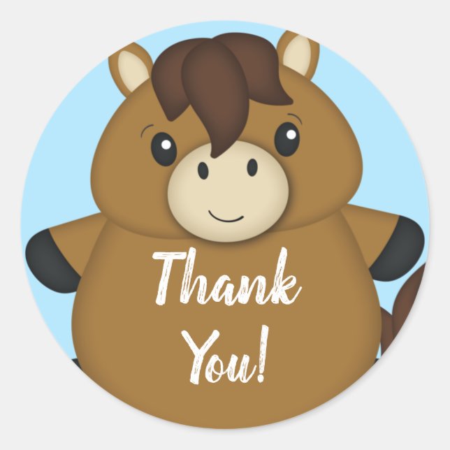 Sticker Rond Cheval Baby shower Blue Boy (Devant)