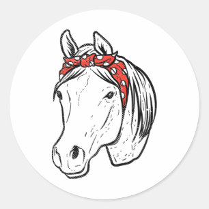 Sticker Rond Cheval Bandana Équitation Équitation Équestre Fill