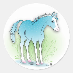 Sticker Rond cheval bleu
