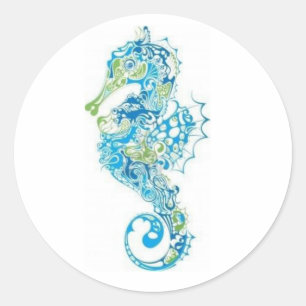 Sticker Rond Cheval bleu Abstrait