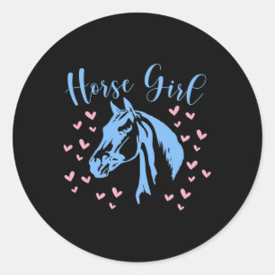 Sticker Rond Cheval Coeurs filles équitation cavalier Ado Enfan