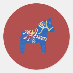 Sticker Rond Cheval Dala Bleu