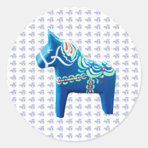 Sticker Rond Cheval Dala Bleu