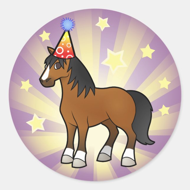 Sticker Rond Cheval d'anniversaire (Devant)
