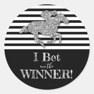 Sticker Rond Cheval d'argent Black White Stripes Derby Race