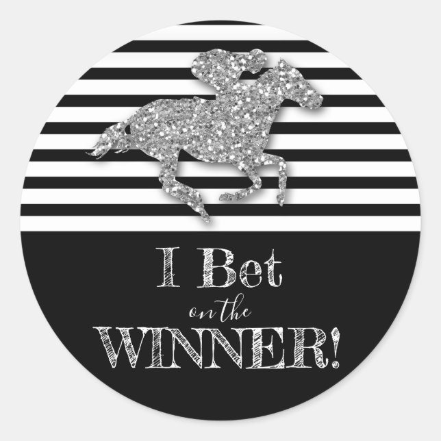 Sticker Rond Cheval d'argent Black White Stripes Derby Race (Devant)