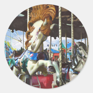 Sticker Rond Cheval de carrousel à Manne