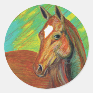 Sticker Rond Cheval de châtaigne