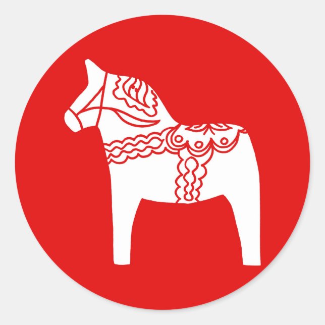 Sticker Rond Cheval de Dala Rouge (Devant)