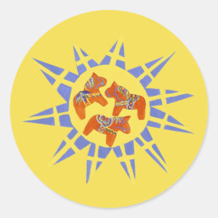 Sticker Rond Cheval de Dala suédois