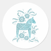 Cheval de Dala suédois Turquoise vert et blanc