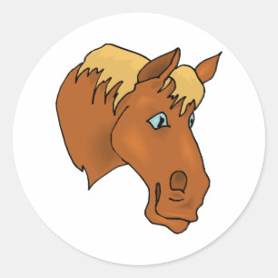Sticker Rond Cheval de dessin