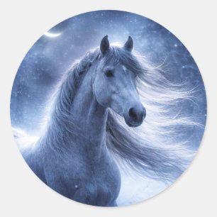 Sticker Rond Cheval de Noël de vacances croissant de lune de Yu
