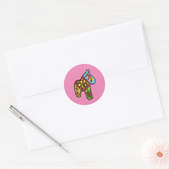 Sticker Rond Cheval de Patchwork (Enveloppe)