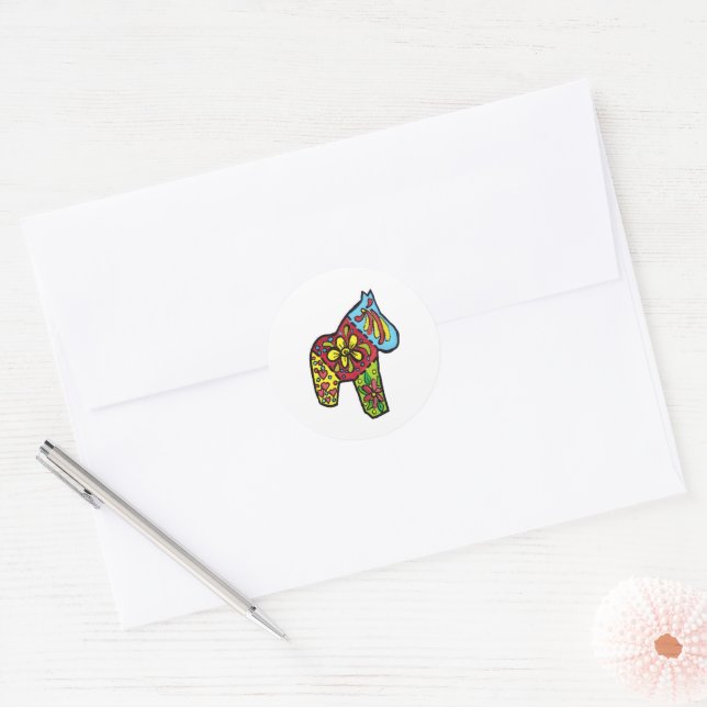 Sticker Rond Cheval de Patchwork (Enveloppe)