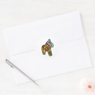 Sticker Rond Cheval de Patchwork