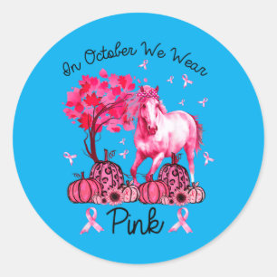 Sticker Rond Cheval de sensibilisation au cancer du sein en oct