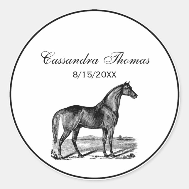 Sticker Rond Cheval debout vintage (Devant)