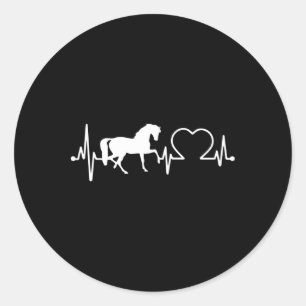 Sticker Rond Cheval Ekg Heartbeat Pour L'Équitation