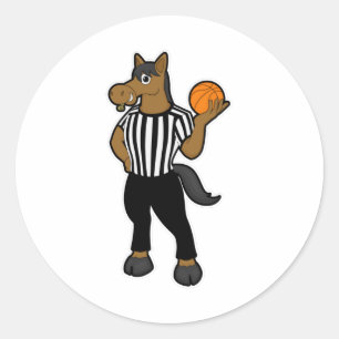 Sticker Rond Cheval en arbitre avec basket et sifflet