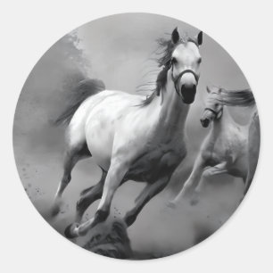 Sticker Rond Cheval en course